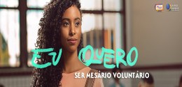 Imagem de uma menina e ao fundo a frase: " Eu quero ser mesário voluntário".