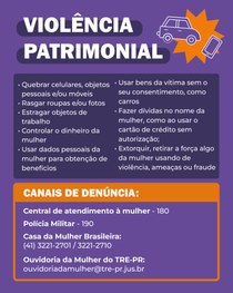 Banner com fundo roxo em que se lê, em letras brancas, “Violência Moral: xingamentos, injúrias, ...