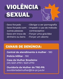 Banner com fundo roxo em que se lê, em letras brancas, “Violência Moral: xingamentos, injúrias, ...