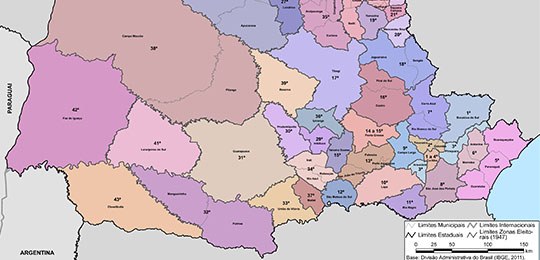 Mapa da divisão de antigamente das zonas eleitorais