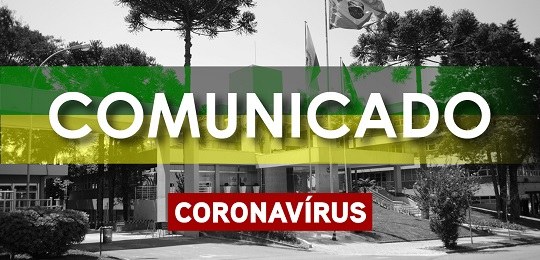Banner em que se lê "Comunicado" e "Coronavírus"
