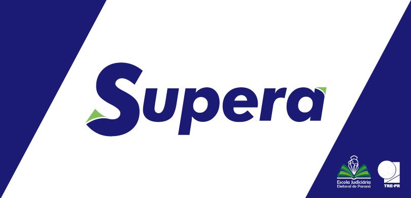 Nas cores azul escuro, está escrito: Supera. Uma parte das letras S e A está na cor verde. O fun...