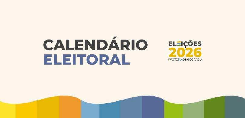 Calendário Eleitoral: confira as principais datas desta semana Imagem que retrata uma peça gráfica institucional sobre fundo em tom creme. À esquerda, em desta...