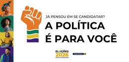 Imagem que retrata uma peça publicitária institucional da Justiça Eleitoral sobre as eleições de...