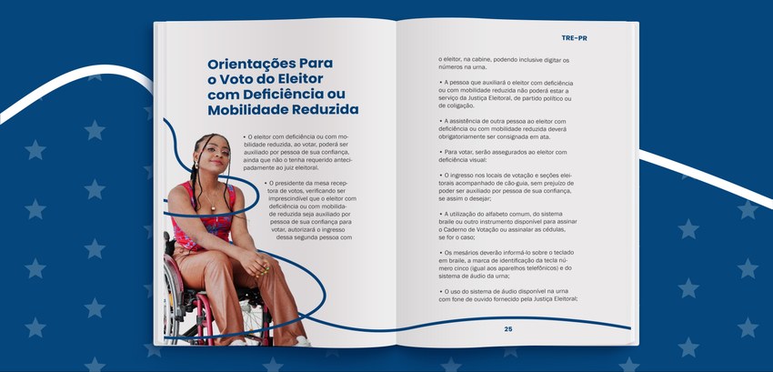 Página virtual da cartilha de acessibilidade. Na folha branca, na parte de cima é possível ler “...