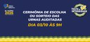 Imagem que retrata uma arte gráfica sobre fundo azul-escuro com detalhes ondulados em verde, ama...