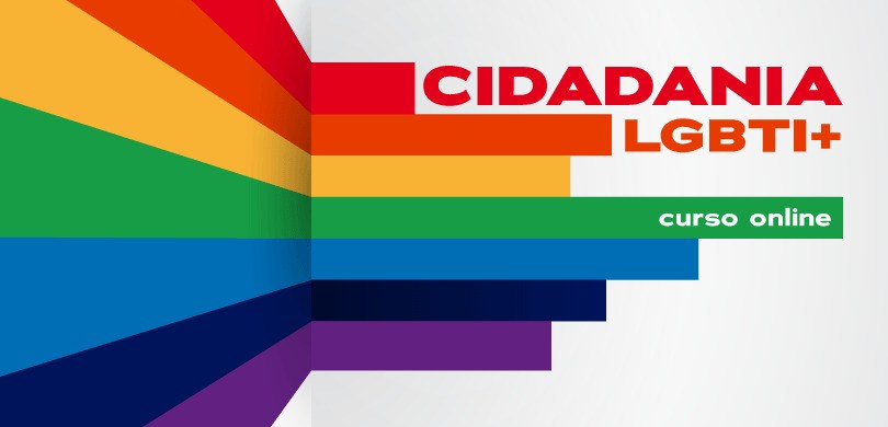 Em fundo branco, há retângulos com as cores que representam a bandeira LGBTQIAP+, vermelho, lara...