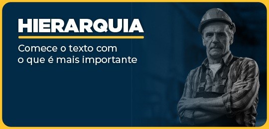 Imagem de fundo azul escuro com a foto de um homem de braços cruzados à direita e, à esquerda, e...