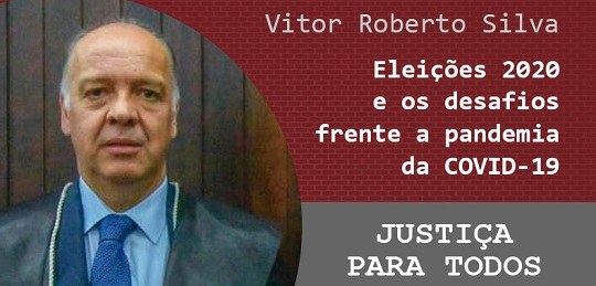 Banner do programa Justiça para Todos com uma foto, à esquerda, de um senhor vestindo terno, gra...