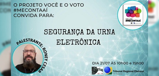 Imagem de fundo azul claro, escrito em letras pretas: "O projeto Você e o Voto #Mecontaaí convid...