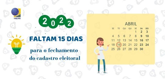 Banner em fundo branco com estampa de relógios na cor cinza. O título é "2022: faltam 15 dias pa...