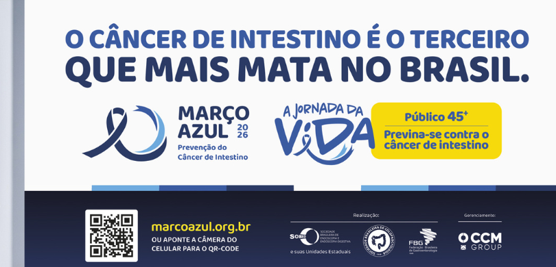Março Azul: Justiça Eleitoral participa da campanha de prevenção ao câncer de intestino Imagem que retrata uma peça gráfica informativa sobre a campanha Março Azul 2026. Na metade supe...