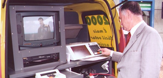 Entre julho e setembro de 2000, quatro veículos Kangoo, emprestados pela montadora Renault, perc...