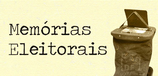 Fundo amarelo com os dizeres: "memórias eleitorais". 