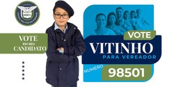 Santinho do candidato “Vitinho” para vereador do Colégio Militar do Paraná
