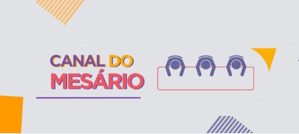 Banner em fundo branco com o desenho de três pessoas vistas de cima sentadas em uma mesa, estand...