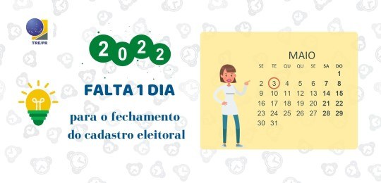 Banner em funco branco com estampa de relógios, escrito "2022: falata 1 dia para o fechamento do...