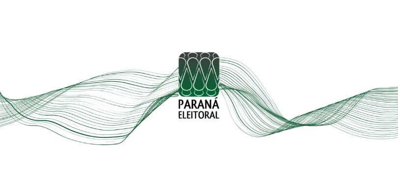 Banner em fundo branco, com a logo da revista “Paraná Eleitoral” ao centro. A logo é composta po...