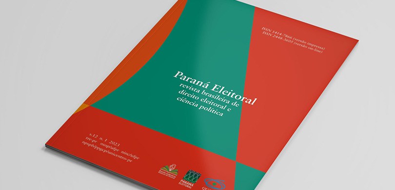 Revista Paraná Eleitoral lança a edição do primeiro quadrimestre capa de uma revista com as cores verde e vermelho onde está escrito Paraná Eleitoral, volume 12,...