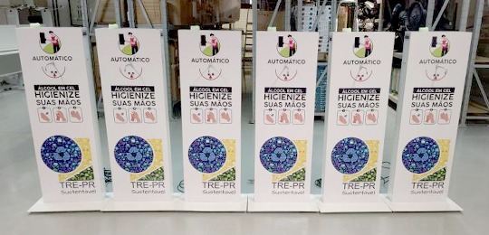 Totens de álcool em gel utilizados na capital e região metropolitana