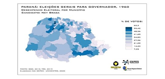 Banner em fundo branco com o mapa do Paraná em azul ao centro