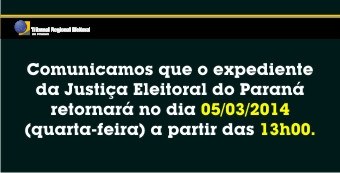 TRE-PR Horário de expediente feriado de carnaval Horário de expediente feriado de carnaval