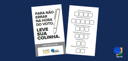 Imagem que retrata uma peça gráfica informativa sobre o uso da "colinha" eleitoral, disposta sob...