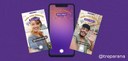 Banner com fundo roxo. No meio tem um celular com o novo filtro do Instagram, do lado direito e ...