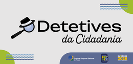 Imagem que retrata uma arte gráfica institucional sobre fundo cinza-claro. Centralizado à direit...