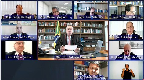 Captura de tela da reunião virtual, mostrando os participantes