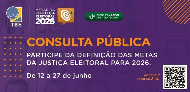 Banner com fundo roxo cujo título é “Consulta Pública” em letras laranja. Abaixo, lê-se “Partici...