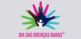 Banner com fundo cinza, em que se lê: Dia das Doenças Raras. Acima, há a ilustração de três mãos...
