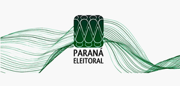 Banner que retrata a logomarca da Revista Paraná Eleitoral, com um fundo branco e elementos em t...