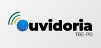 Banner com fundo branco em que se observa o logotipo da Ouvidoria do TRE-PR. Ele é composto pela...