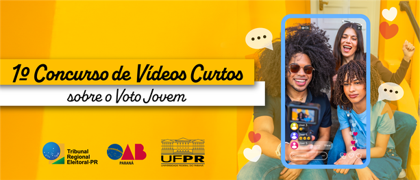 Imagem que retrata um banner publicitário horizontal com fundo predominantemente amarelo. À esqu...