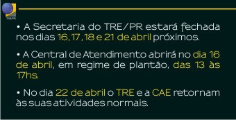 TRE-PR feriado de páscoa