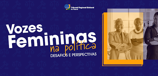 Banner com fundo azul-marinho, sobre o qual se lê, do lado esquerdo, em letras brancas, “Vozes F...